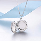 Personalisierte 925 Silber  Foto Medaillon Runder Kette – Mit Foto & Text,  Einfacher Erinnerungs Geschenk für Männer & Frauen